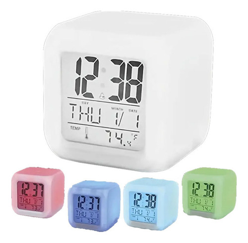 Alarma Digital Con Pantalla Led Que Cambia De Color, Luz