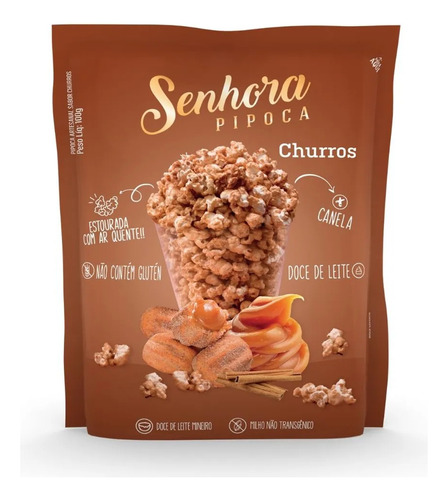 Pipoca Artesanal Sabor Churros Senhora 100g Pacote Unidade