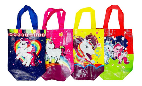 Pack 12 Bolsas Reutilizables Con Diseño De Unicornio - 29x2