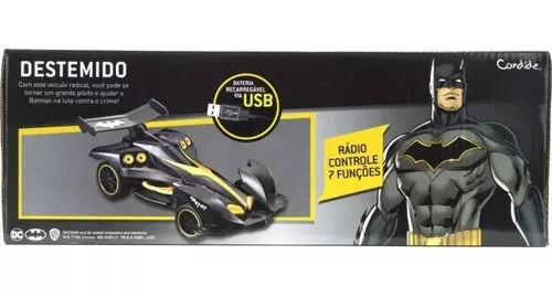 Carrinho Controle Remoto Candide Batman Destemido 7 Funções