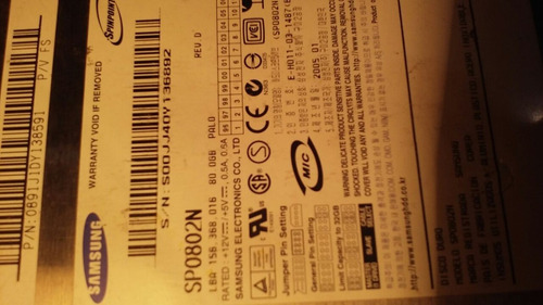 Placa Lógica Samsung 80 Gb Spo802n E H011 031487 B 2005 01