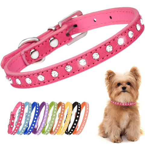 Collar Del Perrito Con Diamantes Bling, Pretty Crystal Sp...