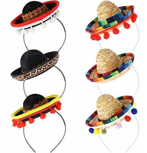 6 Piezas De Mini Sombreros De Sombrero Mexicano, Lindos Somb