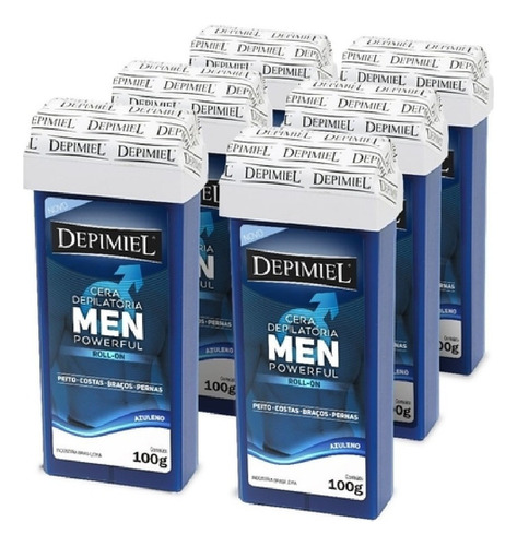 Kit Com 06 Ceras Depilatória Depimiel Roll-on Men 100g Refil