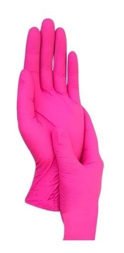 Luvas descartáveis antiderrapantes Supermax cor rosa tamanho P de nitrilo x 100 unidades