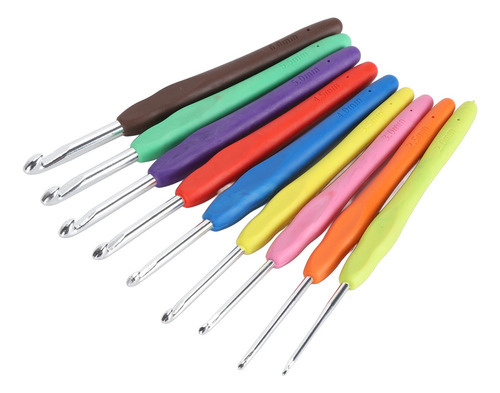 Agulha De Crochê Colorida, 9 Peças, Conjunto De Ganchos Ergo