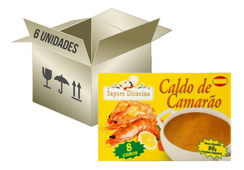 6x Caldo De Camarão Sapore Dicucina 80g (48 Cubos)