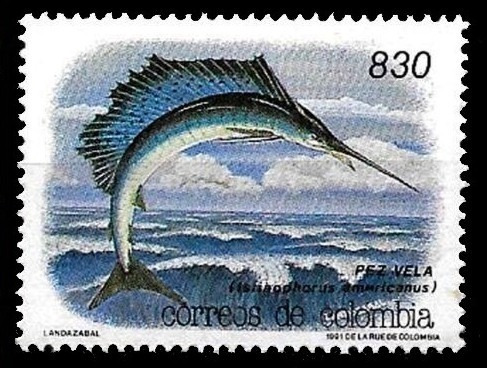 Fauna - Pez Vela - Colombia 1991 - Sello Mint 