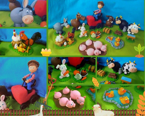 Topes De Torta Animales Granja Personalizados Masa Flexible