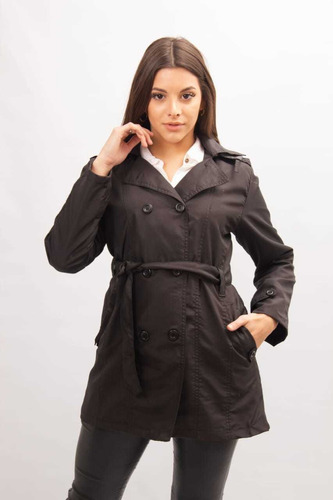 Piloto Impermeable Trench Negro Mujer Nuevo 