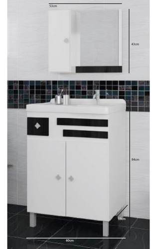Mueble Para Baño Con Pileta Y Espejo Moncromático Sz