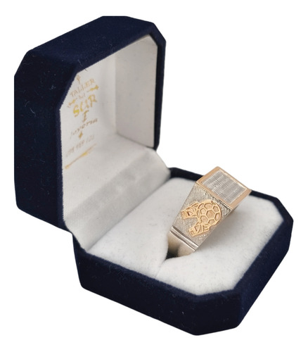 Anillo De Iniciales Sello Hombre Plata Y Oro 9k Golero Plateado Y Dorado Se Fabrican A Medida