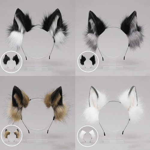 Diademas Con Orejas De Lobo Peludas, Conjunto De Cola De Ani