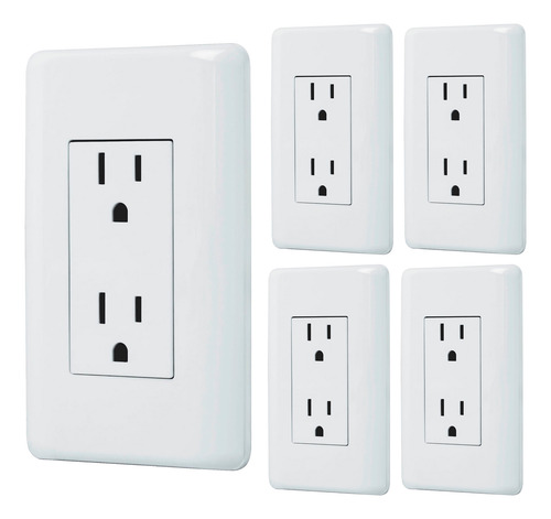 Kit De 5 Contactos Dúplex, 2 Polos + Tierra, Volteck Basic