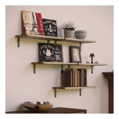 Estantes Flotantes De Pared Para Baño De Madera Rustica Jx