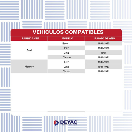 Radiador Mercury Lynx 1985 1986 1987 26mm S/toc T/a