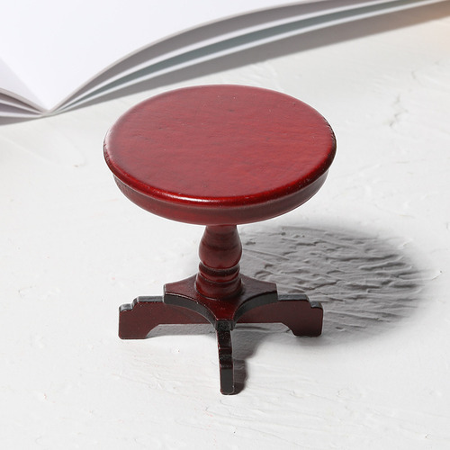 Retro - Miniature Dollhouse Wooden Round Table Prop