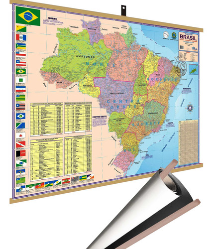 Mapa Brasil Moldura Banner Laminado Gigante 120x90cm