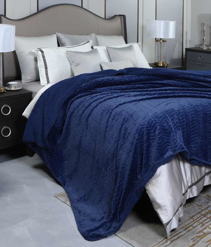 Frazada Mariages Home Salamanca Flannel edredón color azul con diseño liso de 280cm x 240cm