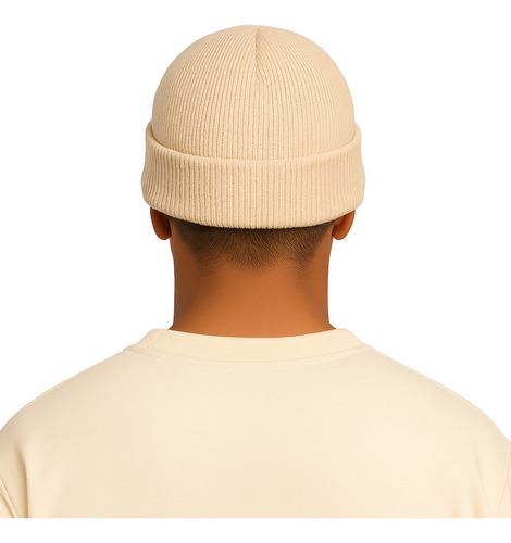 Gorro De Lana Tejido Liso Beanie Unisex Invierno Moda Import Beige Adulto