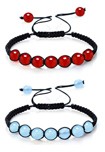 Duo Pulseras 7 Piedras Naturales Hecho A Mano Unisex B751