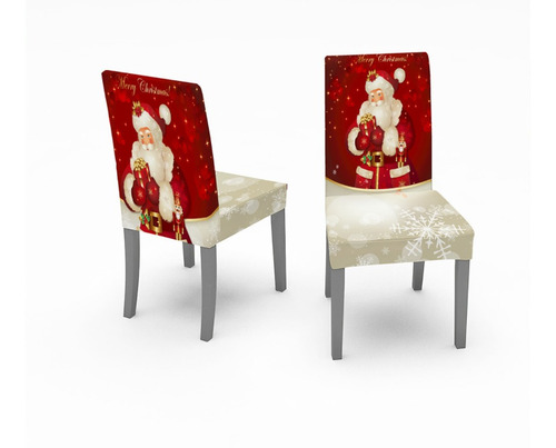 Navidad, 4 Fundas Para Sillas Con Estampado De Papá Noel