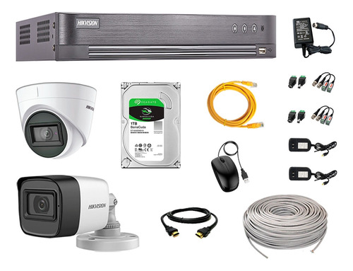 Cámaras Seguridad Kit 2 Hikvision 5mp + Disco 1tb Completo