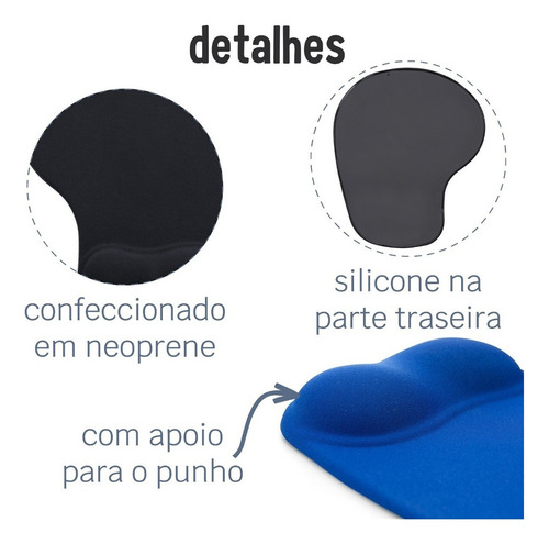 Mousepad Ergonômico Com Almofada Apoio De Punho Cor Preto
