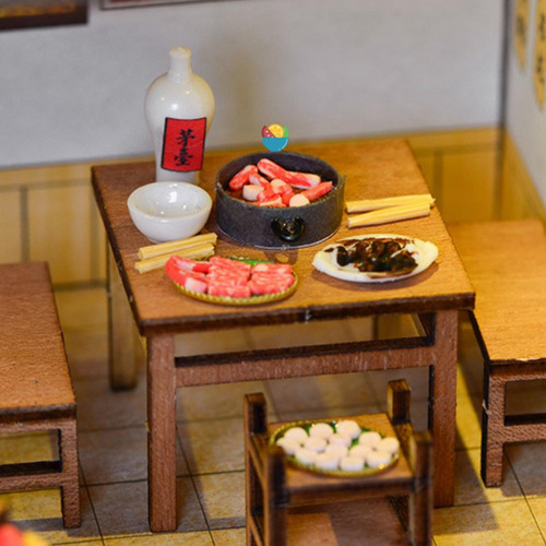 Chino Diy Casa De Muñecas Kit De Restaurante De Carne
