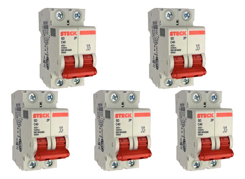 Kit C/5 - Disjuntor Steck ''din'' Bipolar 40a. C