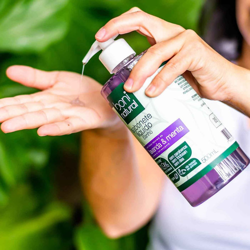 Kit 3 Sabonete Liquido Boni Natural Lavanda E Menta 500ml