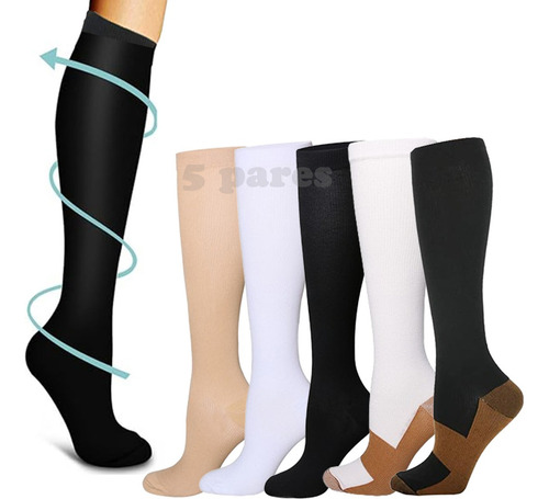 Calcetas Compresión Medias Calcetines Alivia Varices 5 Pares