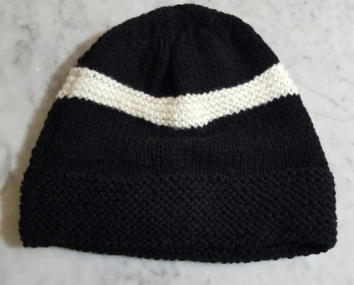 Gorro Negro Y Blanco - Lana