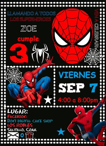 Invitación Digital Imprimible De Spiderman