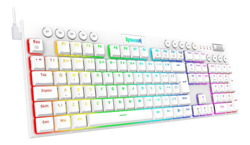Teclado Mecânico Redragon Horus K619w Rgb Switchbrown Branco