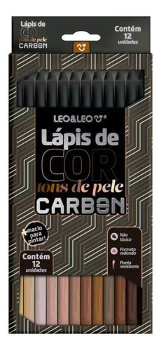 Lapis De Cor Carbon Line 12 Cores Tons De Pele - Leo&leo