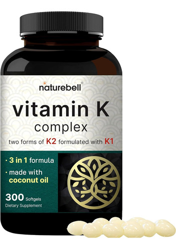 Ultra Vitamina K Complex K1 K2 Mk7 Mk4  +aceite Coco 300caps