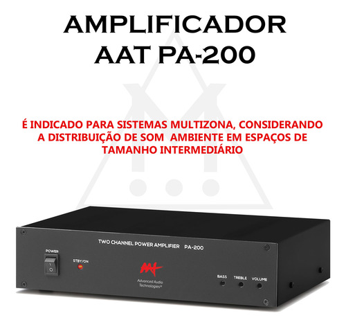 Amplificador Aat Integrado Pa-200 Para Multi-zona 100w Rms