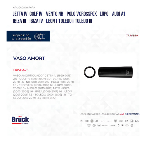 Vaso Amortiguador Jetta A4 99-15 Golf A4 99-07 Audi A1 10-19
