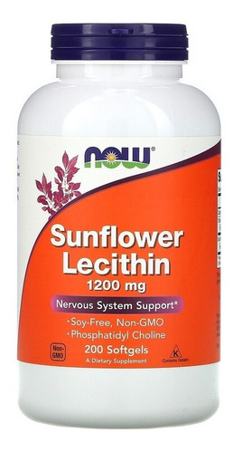 Lecitina De Girasol 1200mg Now Foods 200 Caps Importado Usa