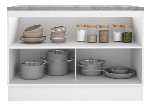 Gabinete Bajo Cocina Madesa Glamy 120cm Con Encimera Color Blanco