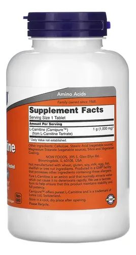 now l carnitine 1000mg L-carnitina Foods L-carnitine Tartrate 100 Tablet l-carnitine injection dose injectable supplement-beauty Flavor:Orange Sunrise