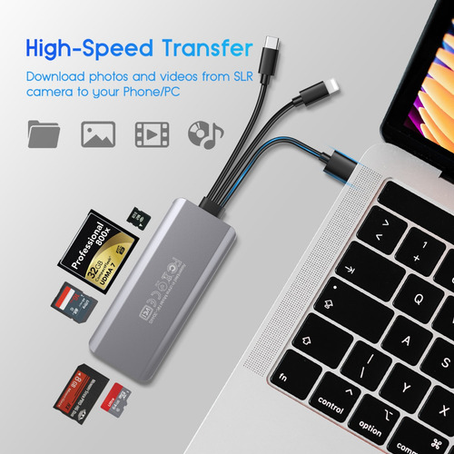 Lector De Tarjetas De Memoria 5 En 1, Adaptador Usb Otg Y Le