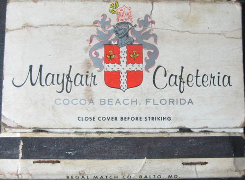 Carterita De Fósforos Años 50's De Mayfair Cafeteria (usa) (Usado)