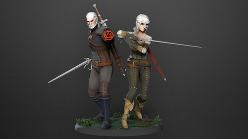 The Witcher 3 Ciri And Geralt Archivo Stl Para Impresión 3d