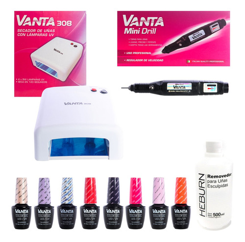 Kit Vanta Cabina 308 36w + Torno + 8 Esmaltes On-off +extras