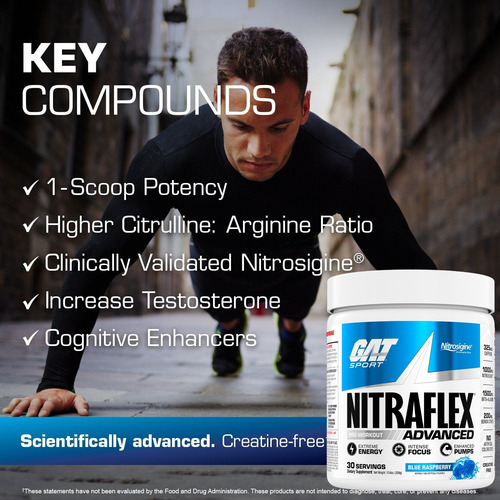 Suplemento Pré-treino Gat Sport Nitraflex Advanced Importado Blue Raspeberry