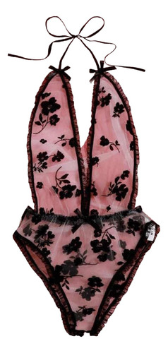 Body  Malla Encajes Floral  Transparencia Lencería Velvet 