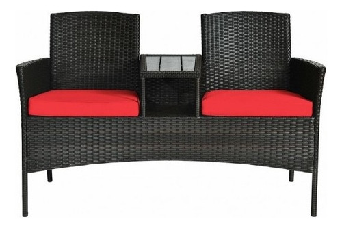 Juego De Conversación Para Jardin De Ratán Mimbre Con Mesa Estructura 21