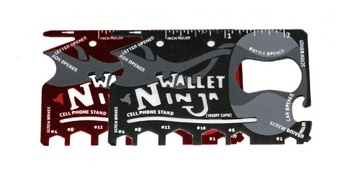 Tarjeta De Acero Ninja Wallet 18 En 1 Destapador Cortador Bk